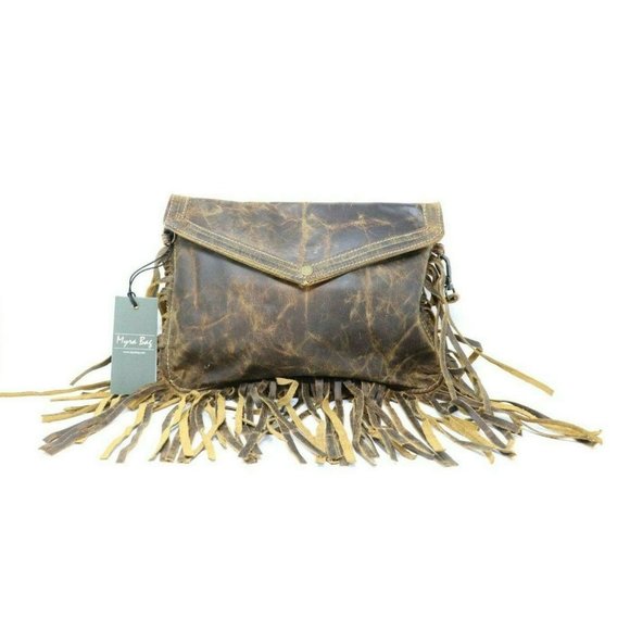 Myra Bag Handbags - Myra Bag Fringe Distressed Leather Crossbody Bag